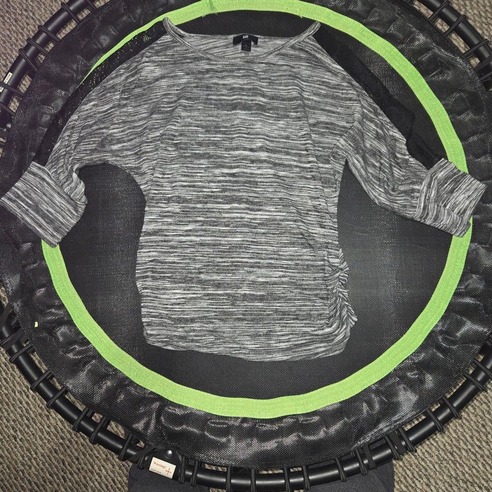 Iz Byer Gray & White Marled Dolman Top